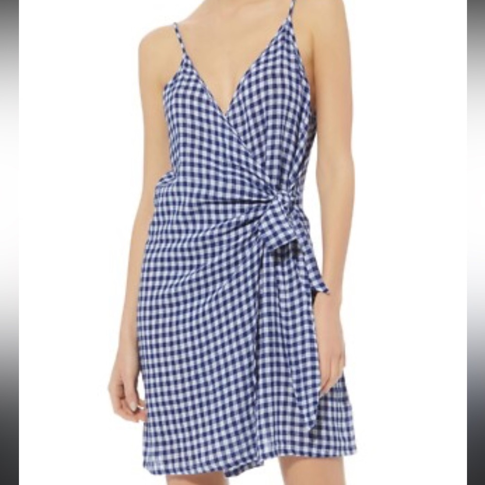Rails Navy Checkered Wrap Dress Medium